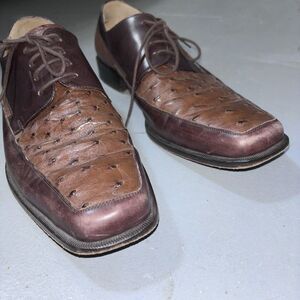 Vero Cuoio Genuine Ostrich Made In Spain Men's 10.5M Brown Lace Up Oxford Shoes‎